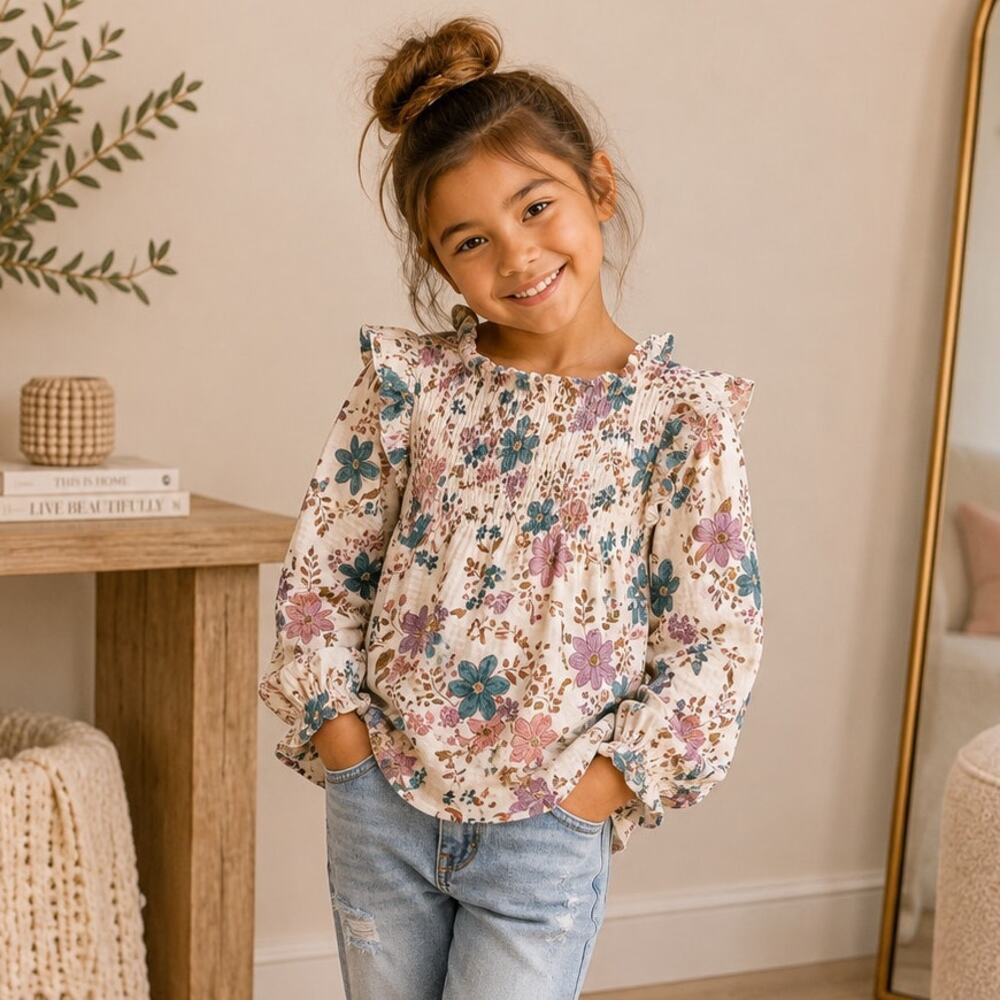 Carter's Floral Gauze Long Sleeve Blouse Size 6/6X